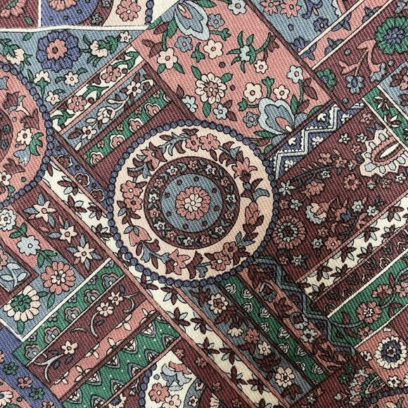 Vintage 90's Pink Patchwork Tapestry Fabric Print Top Sz Medium Made In USA - Picture 8 of 14